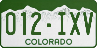 CO license plate 012IXV