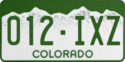 CO license plate 012IXZ