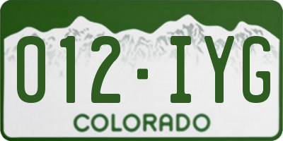 CO license plate 012IYG