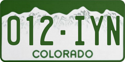 CO license plate 012IYN