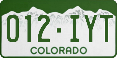 CO license plate 012IYT