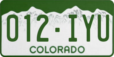 CO license plate 012IYU