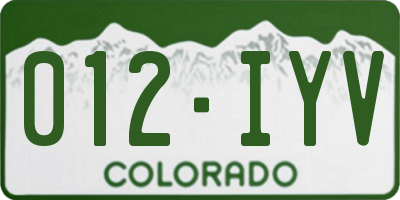 CO license plate 012IYV