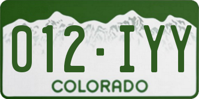 CO license plate 012IYY