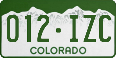 CO license plate 012IZC