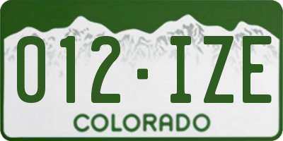 CO license plate 012IZE