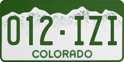 CO license plate 012IZI