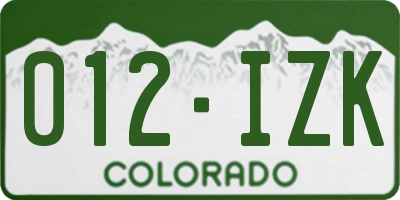 CO license plate 012IZK