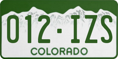 CO license plate 012IZS