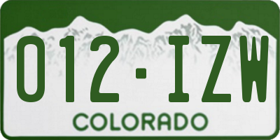 CO license plate 012IZW