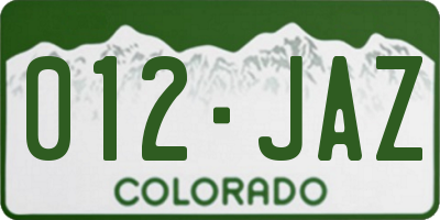 CO license plate 012JAZ
