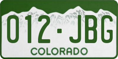 CO license plate 012JBG