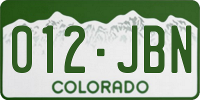 CO license plate 012JBN