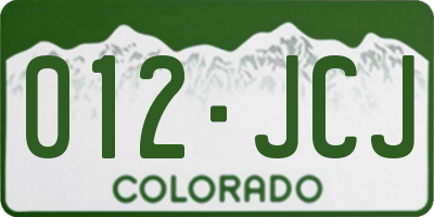 CO license plate 012JCJ