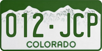 CO license plate 012JCP