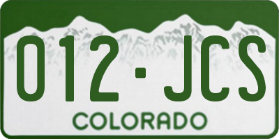 CO license plate 012JCS