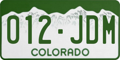 CO license plate 012JDM
