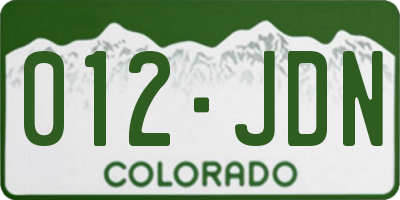 CO license plate 012JDN