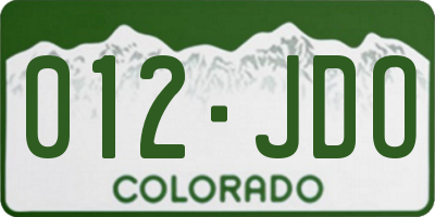 CO license plate 012JDO