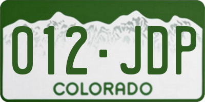 CO license plate 012JDP