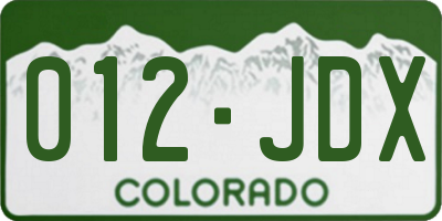 CO license plate 012JDX