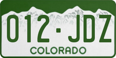CO license plate 012JDZ
