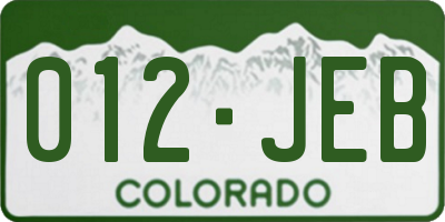 CO license plate 012JEB