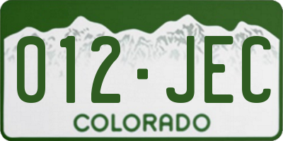 CO license plate 012JEC