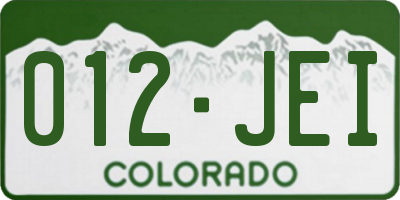 CO license plate 012JEI