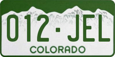 CO license plate 012JEL