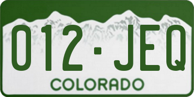 CO license plate 012JEQ