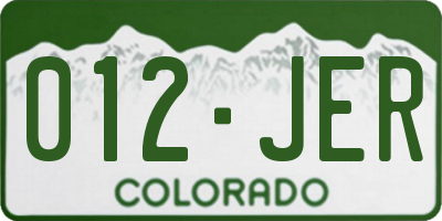 CO license plate 012JER