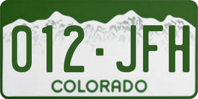 CO license plate 012JFH