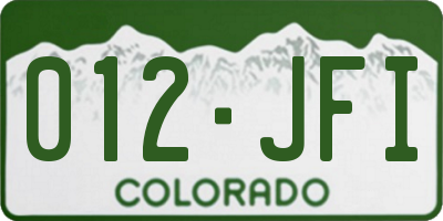 CO license plate 012JFI