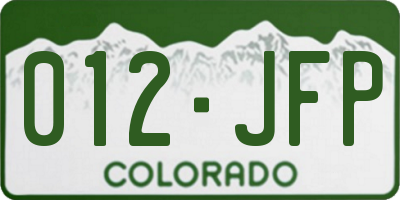 CO license plate 012JFP