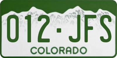 CO license plate 012JFS