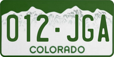 CO license plate 012JGA