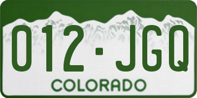 CO license plate 012JGQ