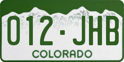 CO license plate 012JHB