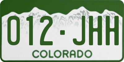CO license plate 012JHH