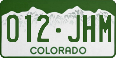 CO license plate 012JHM
