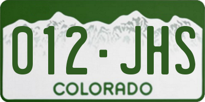 CO license plate 012JHS