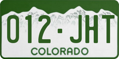CO license plate 012JHT