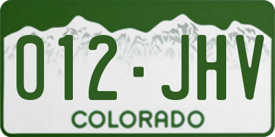 CO license plate 012JHV