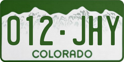 CO license plate 012JHY