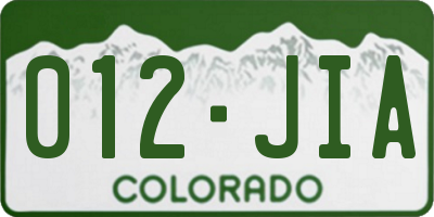 CO license plate 012JIA