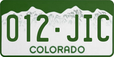 CO license plate 012JIC