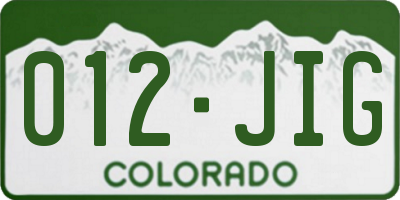 CO license plate 012JIG