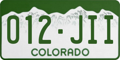 CO license plate 012JII