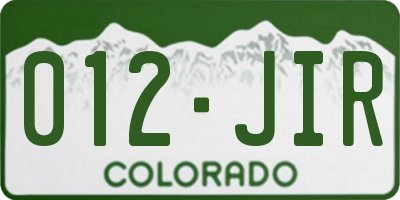 CO license plate 012JIR